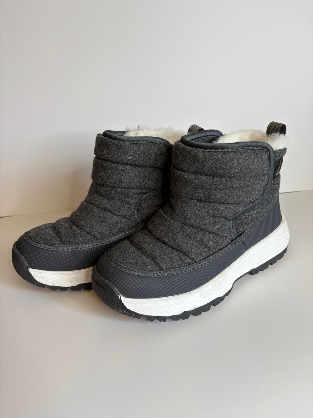 Ouvo Kids Dark Gray Snow Boots with Faux Fur